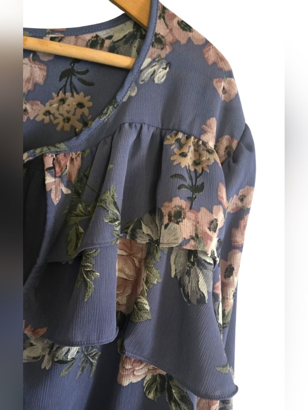 Torrid Festi Chiffon Semi-Sheer Tie Front Blouse Balloon Sleeves Ruffle 3X NWT - Picture 5 of 8